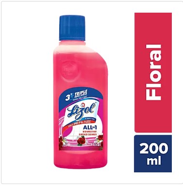 Lizol Disinfectant Surface & Floor Cleaner Liquid - Floral, 200 ml