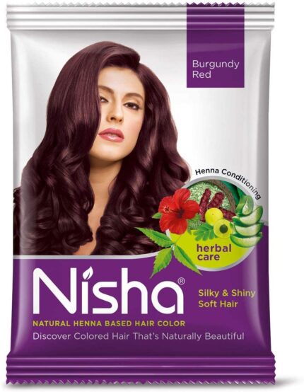 Nisha Natural Henna Based Hair Dye Burgubdi Color Powder 10gm Set of 5pc