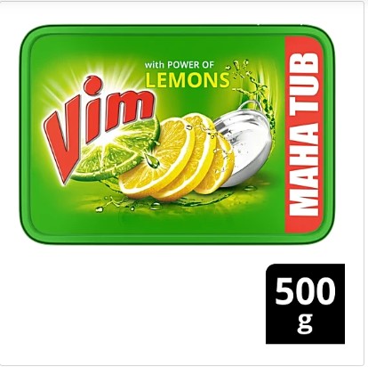 Vim Lemon Dishwasher Bar (Maha Tub) 500 Gm Free Scrubber Worth Rs.10